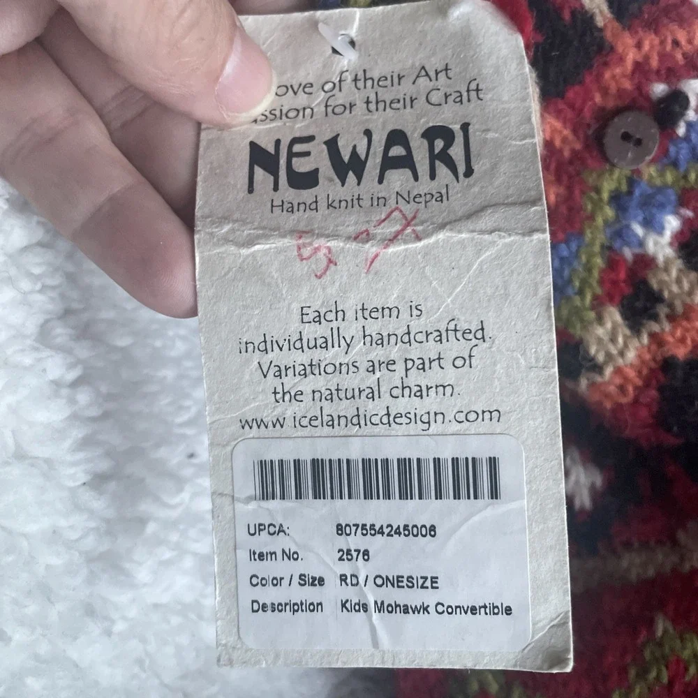 Kids Icelandic Design Newari Nepal 100% Wool Chunky Knit Mittens NWT!